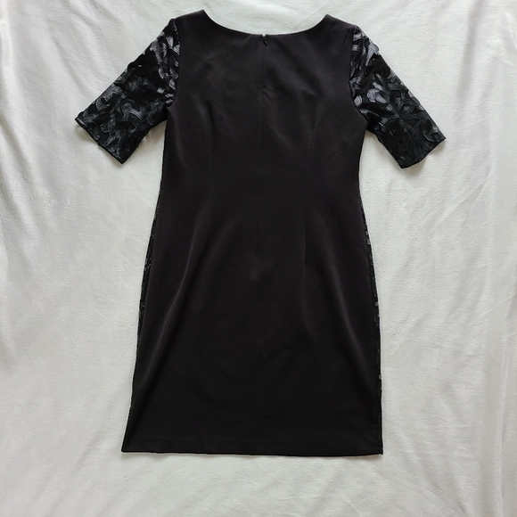 Evening dress with faux leather on mesh overlay - Picture 2 of 5